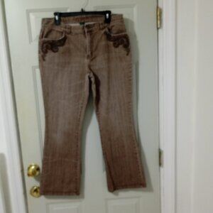Brown Studded Ralph Lauren Jeans, Size. 14, Western Studs Design Womens
